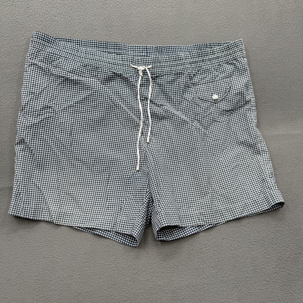 Brioni Swim Shorts Mens XL‎ Blue White Check Drawstring Mesh Lined Italy
